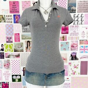 y2k aeropostale grey fitted polo top xs